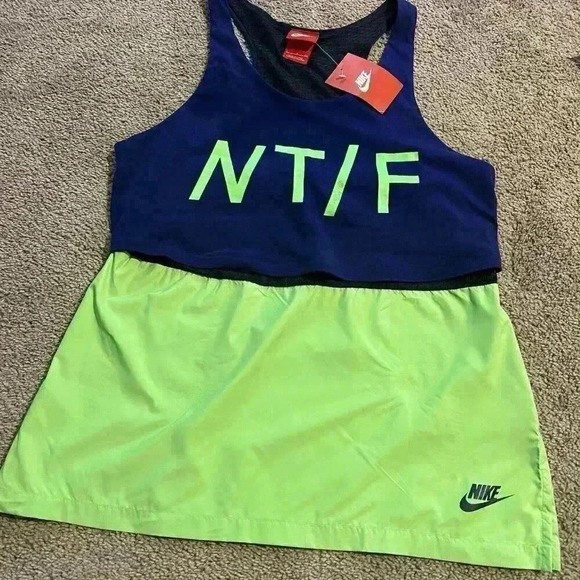 Nike Size Small Track And Field Women’s Run Crew Tank Green And Blue - Picture 1 of 10